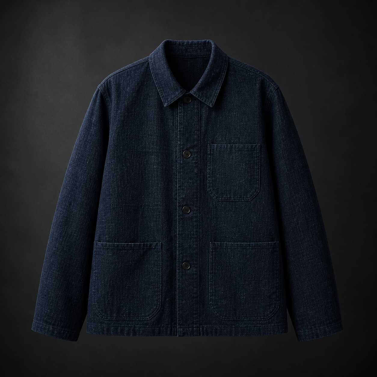 Dark indigo handworked chore jacket