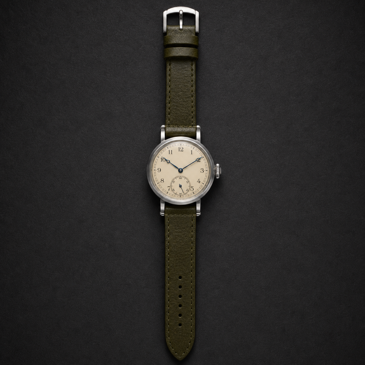 American-made field watch with a cream dial
